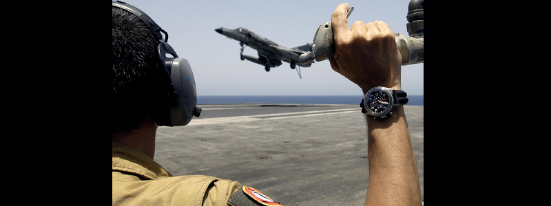 An aircraft carrier landing